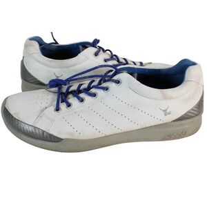 Ecco YAK Leather Golf Shoes White Blue Size EU 45 US‎ 11-11.5